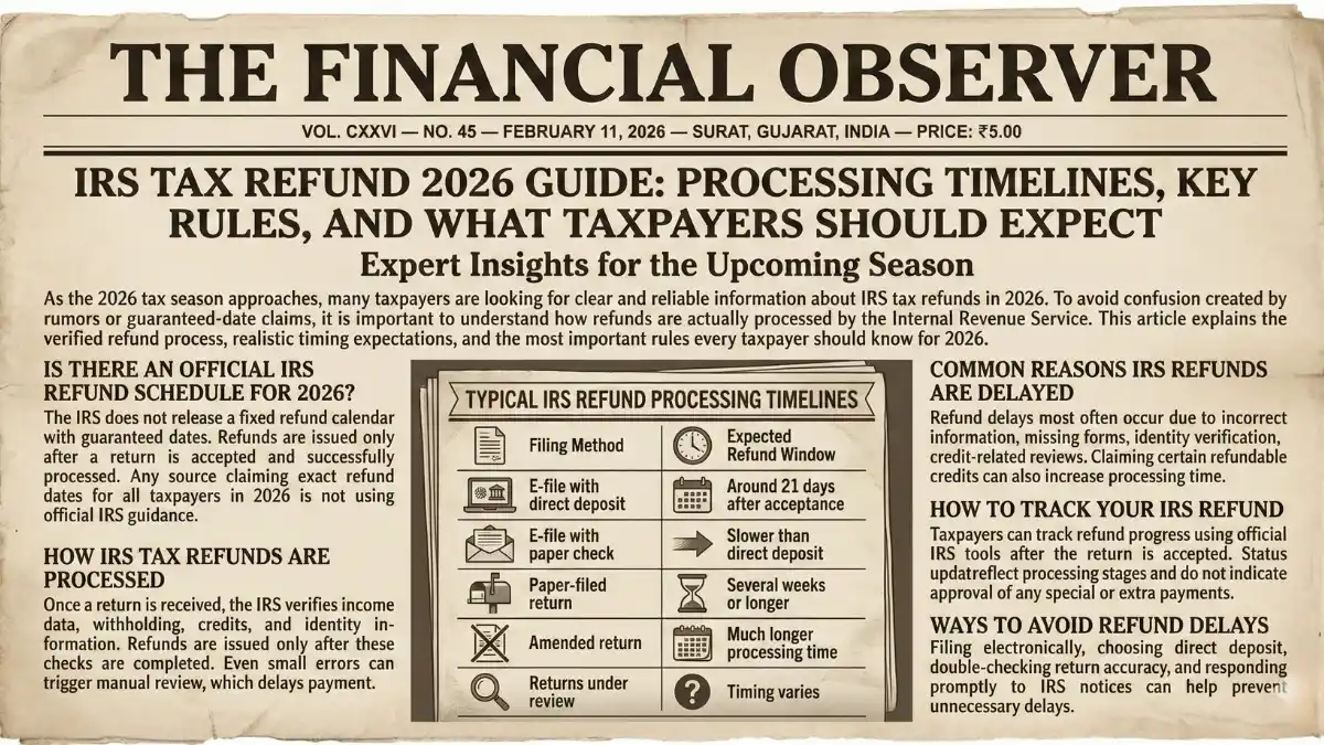 IRS Tax Refund 2026, IRS Refund Processing, IRS Refund Timeline, Tax Refund Rules 2026, IRS Direct Deposit, Where’s My Refund 2026, US Tax Season 2026